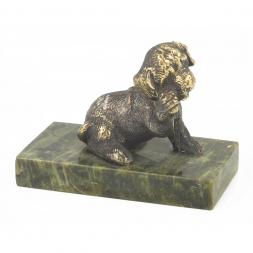 Статуэтка "Собачка малая №12" из бронзы и змеевика