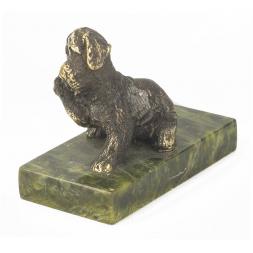 Статуэтка "Собачка малая №12" из бронзы и змеевика
