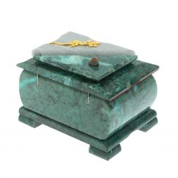 Шкатулка прямоугольная камень змеевик / серый мрамор 12х8,5х8,5 см