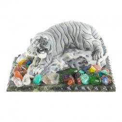 Сувенир фигурка "Рычащий тигр" из змеевика и мрамолита 8,5х6,5х4 см