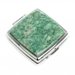 Таблетница на 2 отсека камень лиственит цвет серебро