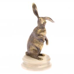 Статуэтка "Кролик" из бронзы на подставке из мрамора