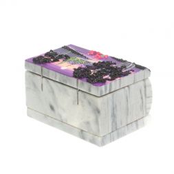 Шкатулка с рисунком "Ночь" серый мрамор 10х6,5х6 см