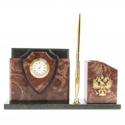 Настольная визитница "Щит" из лемезита