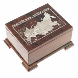 Шкатулка из обсидиана "Карта РФ" 15х13х8 см