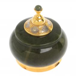 Икорница с крышкой "Нефритовая" Златоуст 9,5х9,5х10,5 см