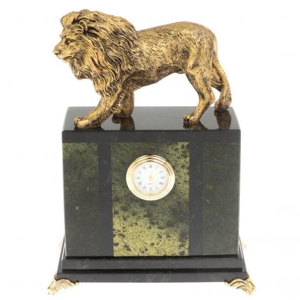 Настольные часы &amp;quot;Благородный лев&amp;quot; камень змеевик 117677