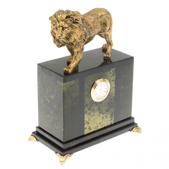 Настольные часы &amp;quot;Благородный лев&amp;quot; камень змеевик 117677