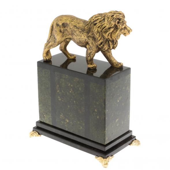 Настольные часы &amp;quot;Благородный лев&amp;quot; камень змеевик 117677