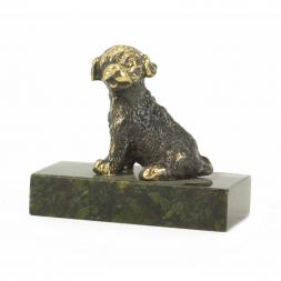 Статуэтка "Собачка малая №2" бронза змеевик