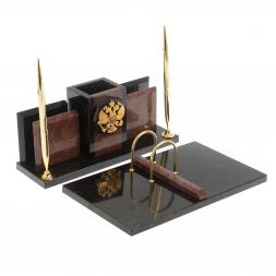 Настольный набор "Офисный" с гербом РФ камень лемезит