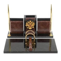 Настольный набор "Офисный" с гербом РФ камень лемезит