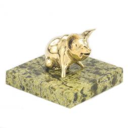 Статуэтка из бронзы и змеевика "Поросенок сидит"