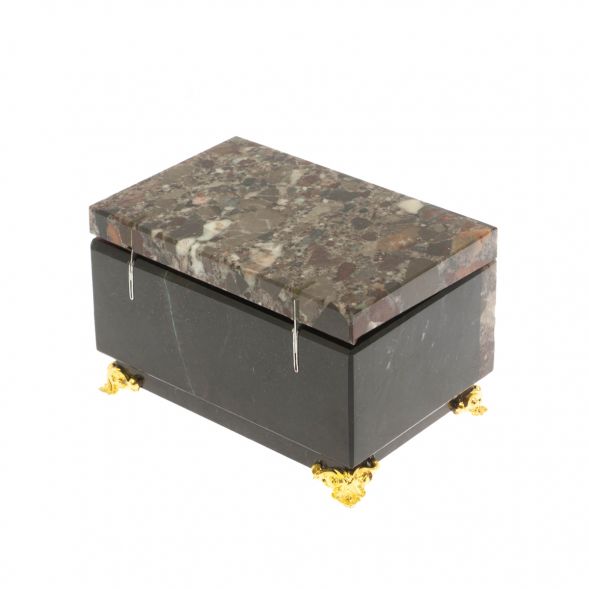 Шкатулка из камня конгломерат 10х6,5х6,5 см 129053