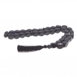 Четки из черного обсидиана 33 бусины грань