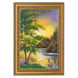 Картина "Летняя ночь" багет 24х34 см, каменная крошка