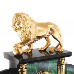 Письменный набор "Лев с шаром" камень малахит