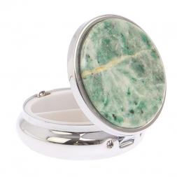 Таблетница на 3 отсека камень лиственит цвет серебро