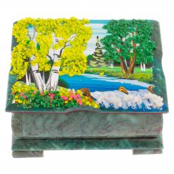 Шкатулка с расписной крышкой Лето 13,5х10х8 см