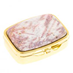 Таблетница на 2 отделения камень турмалин цвет золото