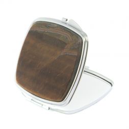 Зеркальце карманное складное из тигрового глаза цвет серебро