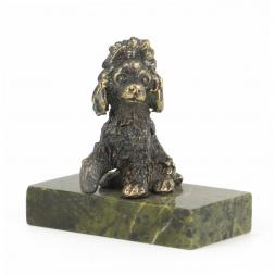 Бронзовая фигурка "Пудель" на подставке из змеевика