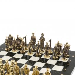 Шахматы сувенирные "Железнодорожники" бронза мрамор 40х40 см