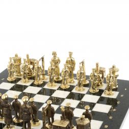 Шахматы сувенирные "Железнодорожники" бронза мрамор 40х40 см