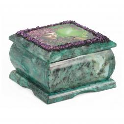 Шкатулка с иллюстрацией "Хозяйка медной горы" змеевик 10х10х6,5 см