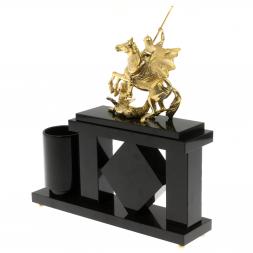 Настольный мини-набор "Георгий Победоносец" из малахита