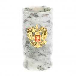Карандашница "Герб РФ" из мрамора 6х6х11,5 см