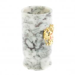 Карандашница "Герб РФ" из мрамора 6х6х11,5 см