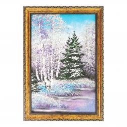 Картина "Зимний пейзаж" багет 24х34 см, каменная крошка