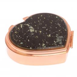 Таблетница "Сердце" на 3 отделения камень мусковит, цвет красное золото