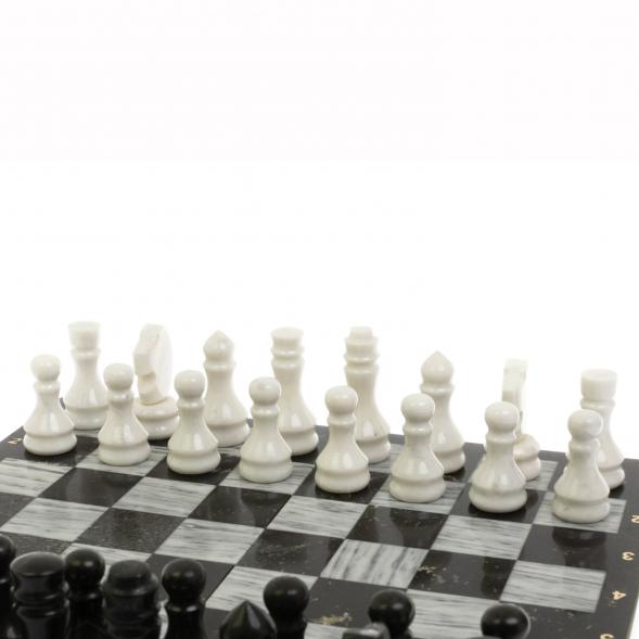 Шахматный набор 3 в 1 серый мрамор, гранит с гравировкой 127043