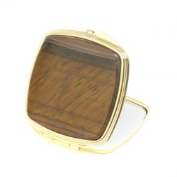 Зеркальце карманное складное из тигрового глаза цвет золото