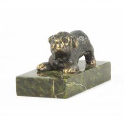 Статуэтка из бронзы и змеевика "Собачка малая №4"