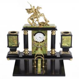 Настольный набор "Георгий Победоносец" из офиокальцита