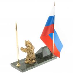 Флагшток с ручкой "Медведь рычащий" из змеевика