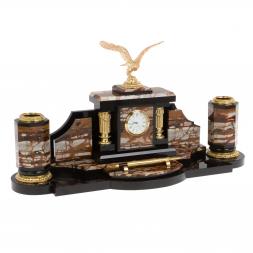 Настольный набор руководителя "Парящий орел" камень яшма