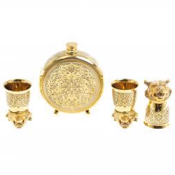 Подарочный набор "Тигр" фляжка и 3 стопки перевертыша Златоуст