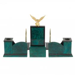 Настольный набор "Горный орел" змеевик темно-зеленый