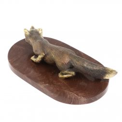 Статуэтка "Лис крадется" из бронзы на подставке из лемезита