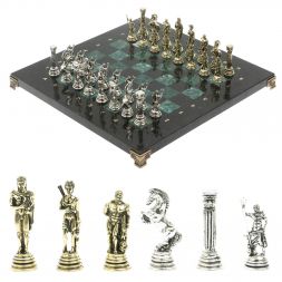 Шахматы подарочные "Посейдон" 32х32 см из змеевика
