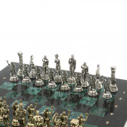 Шахматы подарочные "Посейдон" 32х32 см из змеевика