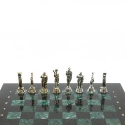 Шахматы подарочные "Посейдон" 32х32 см из змеевика