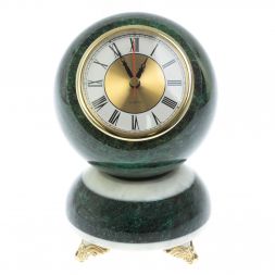 Часы "Шар Антистресс" из змеевика и мрамора 13х13х18 см
