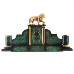 Письменный прибор из малахита "Лев с шаром"