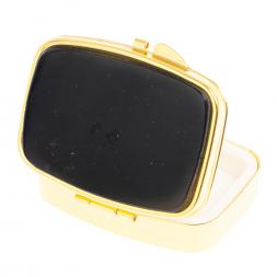 Таблетница на 2 отделения камень турмалин шерл цвет золото