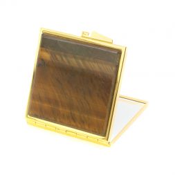 Зеркало квадратное карманное из тигрового глаза цвет золото